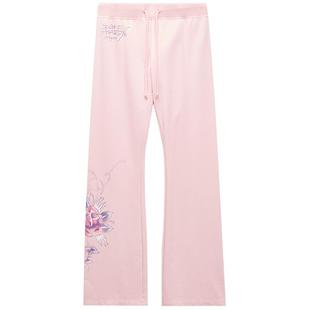 Ed Hardy埃德哈迪春季流行粉色烫钻合身新款女士长裤