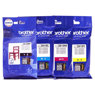 兄弟（brother）原装LC3919BK C M Y黑彩墨盒适用于J3930DW J3530DW J2330DW J2730DW打印机墨水盒