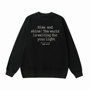 正品 Asrts高级感小众潮牌美式宽松情侣重磅加绒加厚圆领卫衣男士