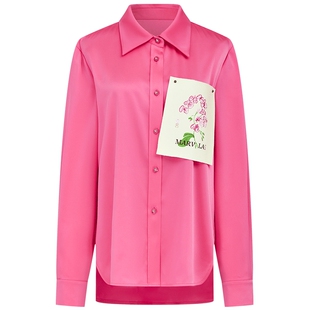 曼德诗设计感衬衫2026春季新款不规则印花廓形雪纺显瘦通勤衬衣女