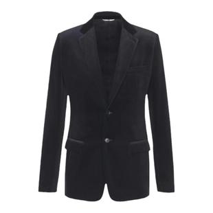 春装新品天鹅绒男西服修身丝绒西装平绒夹克高密抗皱宽金丝绒外套