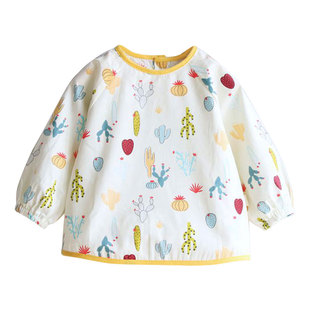 儿童长袖纯棉防水罩衣男童女孩防脏反穿衣春季薄款婴幼儿吃饭护衣