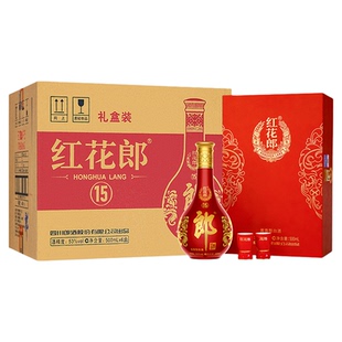 [甄选礼盒]郎酒 红花郎酒15礼盒装 53度酱香型白酒500mL*6盒 整箱