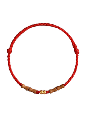 【已祝福】足金转运桃木竹节手绳