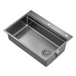 [多功能收纳]恒洁水槽大单槽纳米涂多功能阶梯式洗碗厨房菜盆194