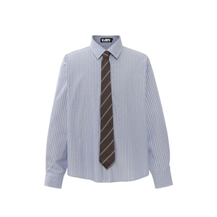 短句先生蓝白条纹领带衬衫