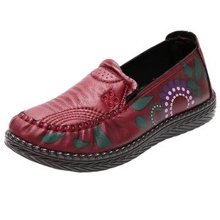 老北京布鞋女奶奶鞋春秋款牛筋底单鞋防滑软底中老年一脚蹬妈妈鞋