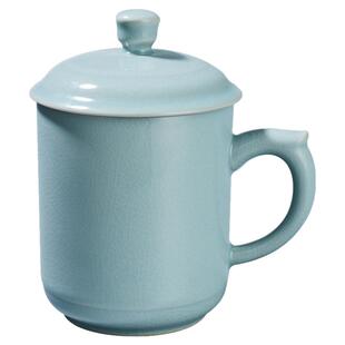 容山堂汝窑陶瓷天青开片可养带盖专用办公杯泡茶杯绿茶杯茶具茶缸