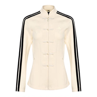 ADIDAS阿迪达斯2026春女立领中式唐装修身条纹外套 HY2129-HY2130