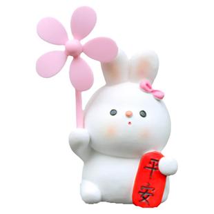 平安可爱小兔子风车竹蜻蜓电瓶自行汽车载电动摩托装饰送闺蜜礼品