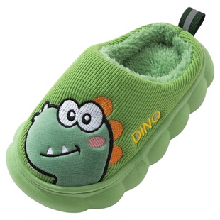 吉宝宝儿童棉拖鞋男童可爱毛毛鞋冬季室内防滑厚底保暖棉鞋卡通