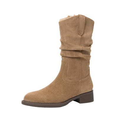 达芙妮长毛绒堆堆短靴保暖雪地靴