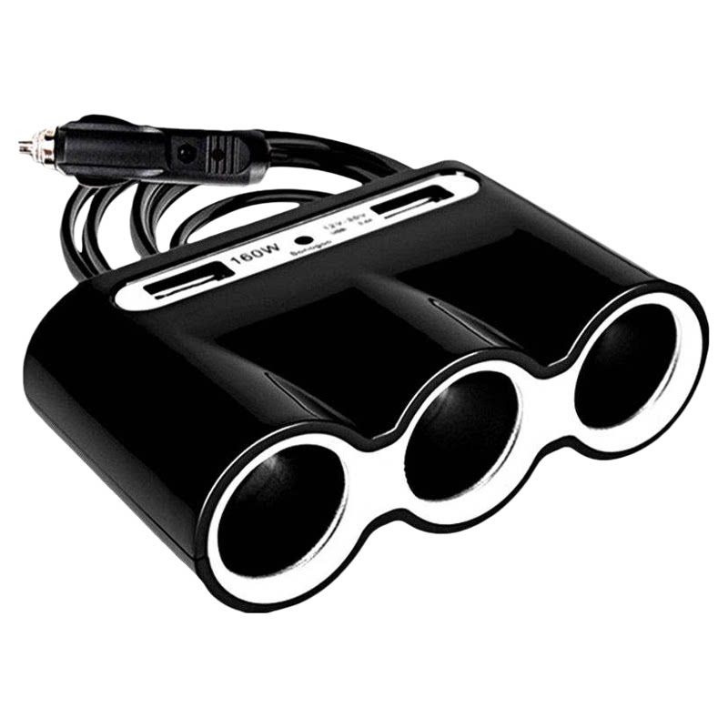 车载点烟器一拖三多口汽车加热坐垫插座12v24v大功率母座延长线