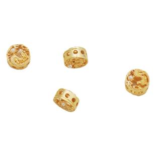 18K哑金双面龙圆形贴珍珠贝珠扁隔珠手链项链diy保色饰品配饰串珠