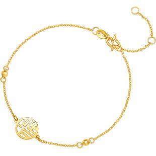 周六福黄金手链女款岁岁有福计价5G足金福牌手饰无极金新年礼物