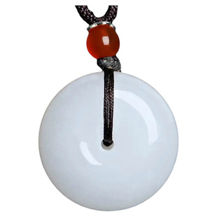 新疆白玉平安扣玉石吊坠金丝玉男款女款玉石项链新疆玉挂件