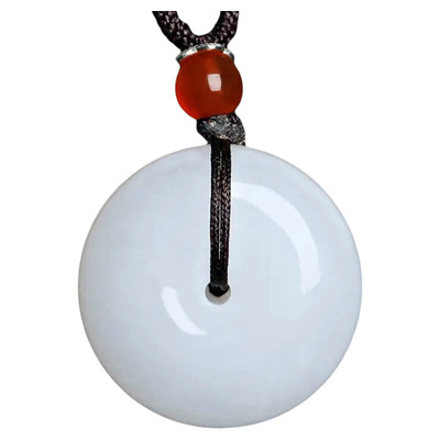 新疆白玉平安扣玉石吊坠金丝玉男款女款玉石项链新疆玉挂件