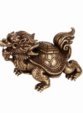 黄铜招财中式龙龟摆件