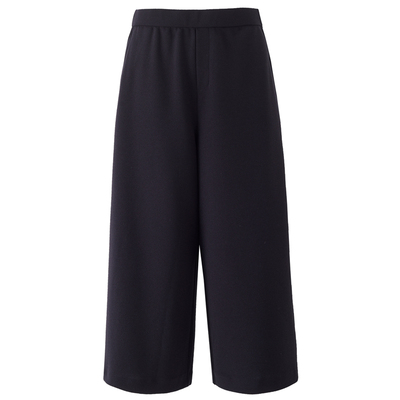 半松紧腰休闲七分裤阔腿暗门筒