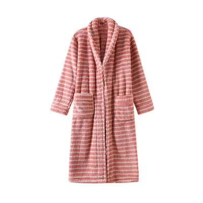 法兰绒加厚加绒长款睡袍