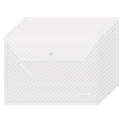 西玛文件袋透明加厚塑料按扣袋a4