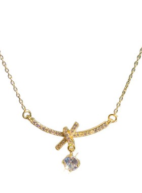 新款高级感轻奢满钻金色锁骨链