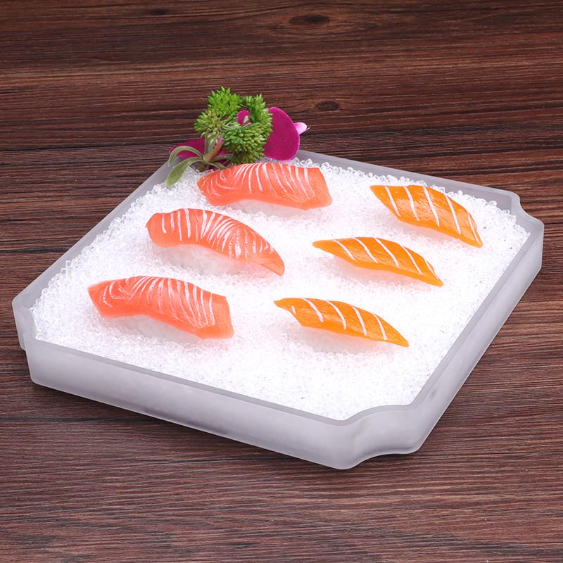 亚克力冰盘牛肉火锅配菜盘刺身餐厅餐具盘子磨砂高档塑料长方形盘