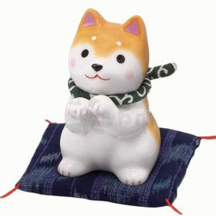 日本进口濑户烧药师窑 柴犬桌面办公室摆件招福和风 乔迁送礼日式
