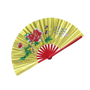 金扇子说书响扇红色太极功夫扇双面牡丹武术扇戏曲舞台剧场表演扇