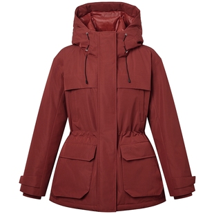 【宋佳明星同款】Hazzys哈吉斯三防羽绒服女冬季户外鹅绒宽松外套