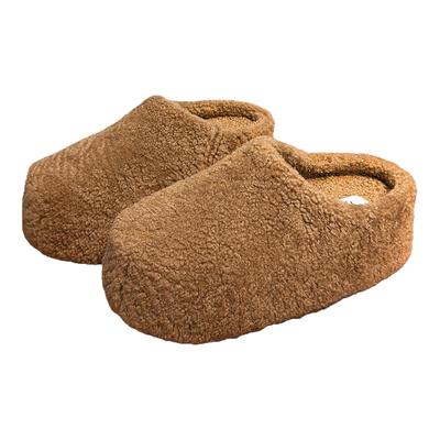 羊羔毛真皮大头厚底包头半拖鞋女