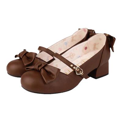 优雅绵羊蝴蝶结高跟鞋