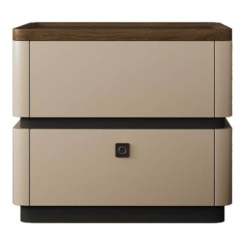 新智能实木床头柜带指纹锁家用卧室轻奢高级感小型床边柜子免安装