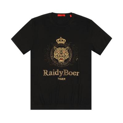 Raidy Boer/雷迪波尔夏季男士休闲刺绣+烫钻工艺圆领短袖T恤7014
