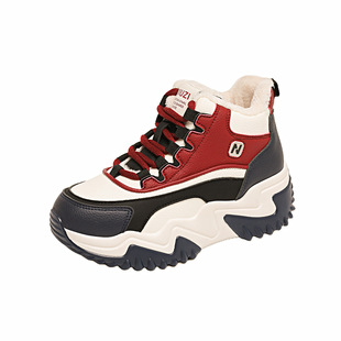 女鞋冬季2025新款高帮厚底老爹鞋女士软底不累脚防滑加绒运动棉鞋