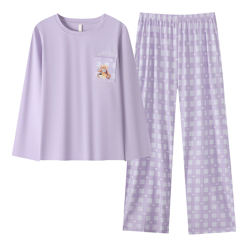 纯棉睡衣女士款带胸垫大码家居服