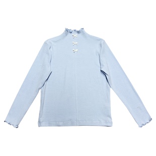 小童木 甜美多巴胺女童T恤春季新款内搭打底衫儿童花边领长袖上衣