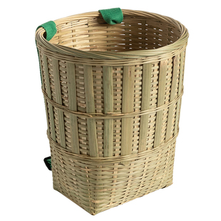 竹编圆背篓茶叶精编竹筐采摘舞蹈道具收纳筐小号特大号加厚承重强