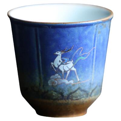 九色鹿窑变品茗杯中式小容量茶杯
