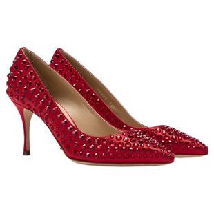 Sergio Rossi/SR女鞋GODIVA BRIDAL系列钻饰尖头细跟高跟鞋单鞋