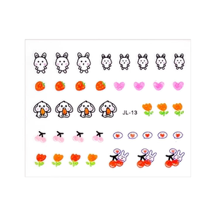 30张儿童指甲贴女孩安全美甲卡通小兔子无毒无味玩具指甲贴花防水
