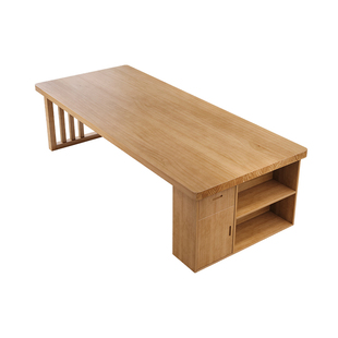 实木客厅大长书桌书柜一体写字桌家用侧边储物收纳学习桌工作台