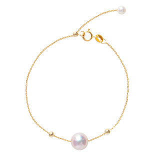 日本天然海水akoya珍珠手链18k金十字链满天星正圆可调节精美气质