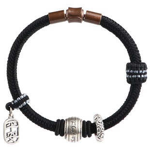 六字箴言青丝手链男女纯银平安跑环九乘迦叶金刚结编头发情侣手绳