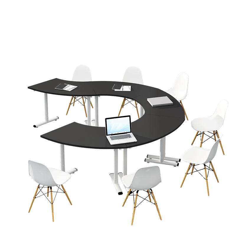 大型会议办公一体桌圆形桌培训桌椅休闲商用组合创意折叠弧形洽谈