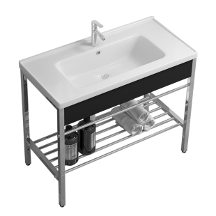 不锈钢支架阳台浴室间卫生间陶瓷洗手盆洗脸盆一体式落地简易台盆