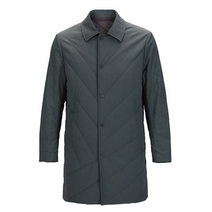 callisto卡利斯特秋冬中长款保暖翻领小方格棉服风衣保暖棉服潮男