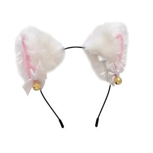 猫耳朵头饰铃铛狐狸发箍女兔耳朵圣诞节直播道具兽耳儿童项链可爱