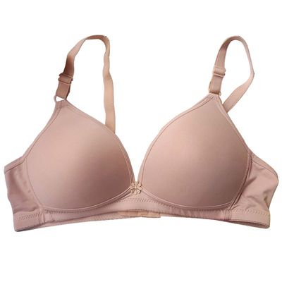 两排扣薄杯聚拢无钢圈内衣纯色