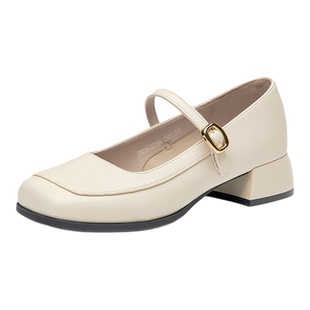 大东方头粗跟玛丽珍鞋女2026新款春季百搭女鞋配裙子法式浅口单鞋
